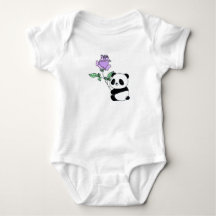 Oso Panda con Nombre Personalizado con Rosa Púrpur