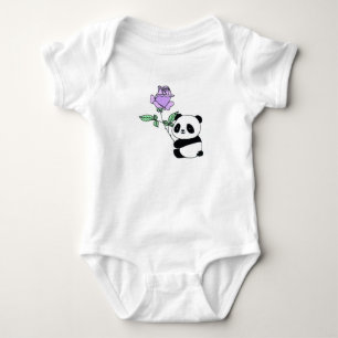 Body Para Bebé Oso Panda con Nombre Personalizado con Rosa Púrpur
