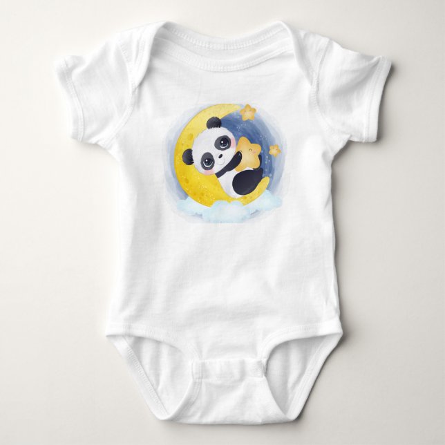 Body Para Bebé Oso Panda de la Luna Soñolienta (Anverso)