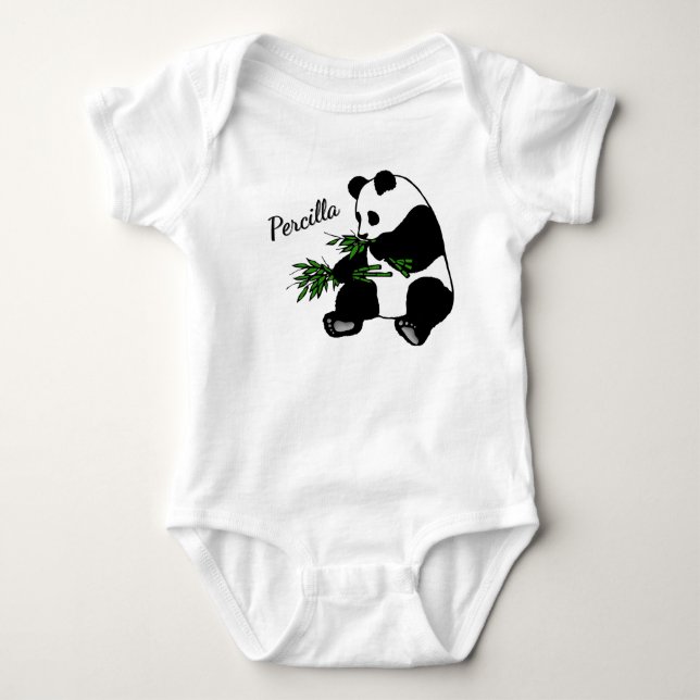 Body Para Bebé Oso Panda Gigante Come Nombre de Bambú   (Anverso)