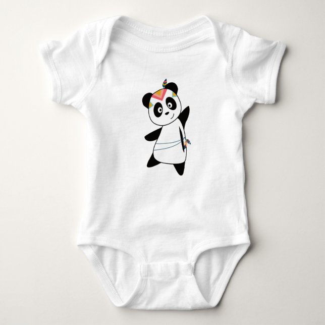 Body Para Bebé Oso Panda Indio Teddy Plumas Lindo (Anverso)