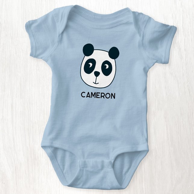 Body Para Bebé Oso Panda Lindo Nombre Personalizado (Cute personalized custom name panda baby bodysuit)