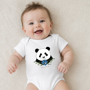 Body Para Bebé Oso Panda Zen Loto Azul Yin Yang Verde