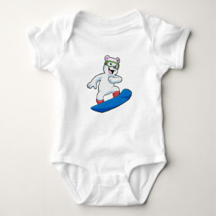 Body Para Bebé Oso polar como snowboard con Snowboard