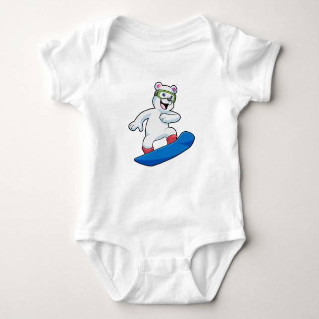 Body Para Bebé Oso polar como snowboard con Snowboard (Anverso)