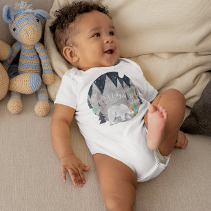 Body Para Bebé Oso Polar Pequeño y Lindo con Nombre Personalizado