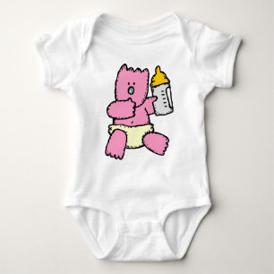 Body Para Bebé Oso Rosa Adorable Con Botella Bebé Camiseta