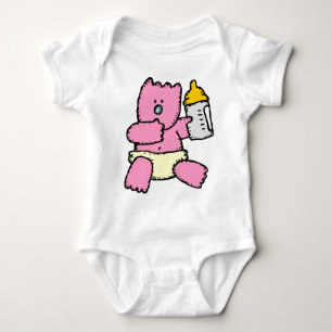Body Para Bebé Oso rosado adorable con la camiseta del bebé de