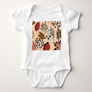 Body Para Bebé Otoño de Memphis: Patrón de hojas geométricas