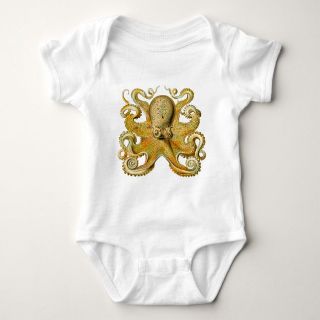 Body Para Bebé Otopus ilustracion antiguo monstruo del mar (Anverso)