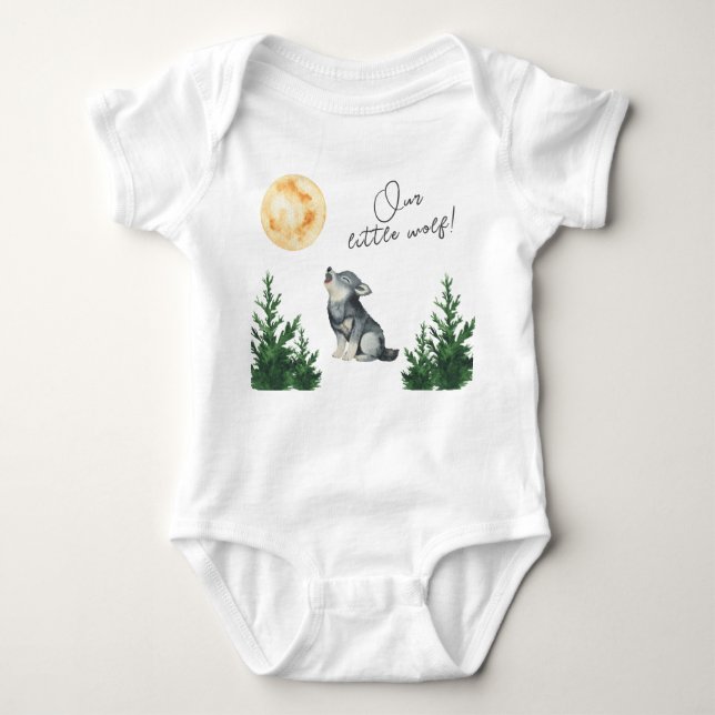 Body Para Bebé Our Little Wolf Baby Shower  (Anverso)