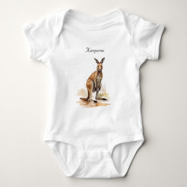 Body Para Bebé Outback Wanderer: canguro acuarela personalizado (Anverso)
