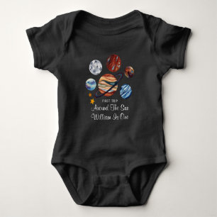 Body Para Bebé Outer Space 1st Trip Personalized Birthday