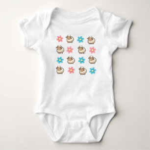 Body Para Bebé Oveja linda rosa y azul con nombre personalizado p