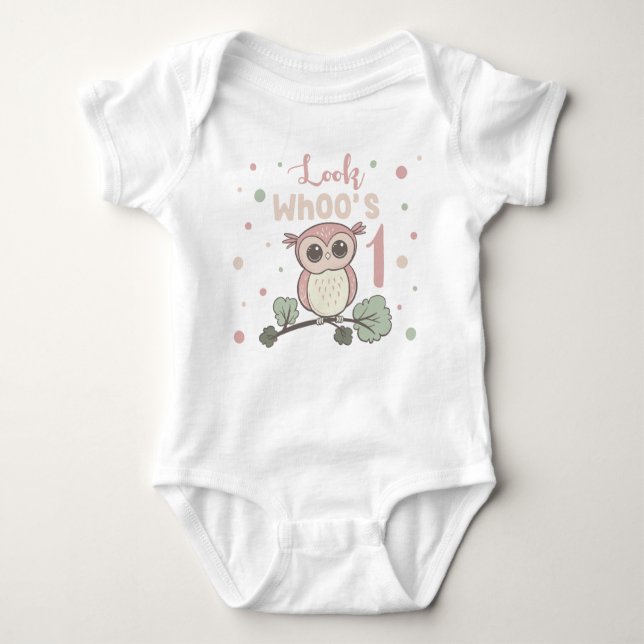 Body Para Bebé Owl 1st Birthday (Anverso)