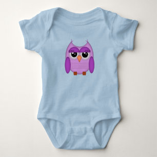 Body Para Bebé Owl Cute Big Eyes Purple Bird Personalizado Animal