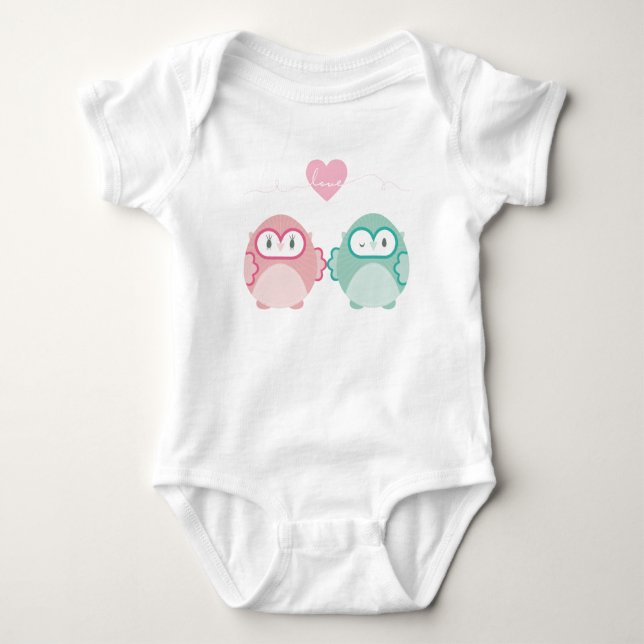 Body Para Bebé OWL LOVE :: chica suave + niño (Anverso)