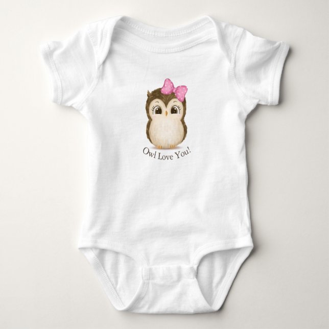 Body Para Bebé Owley Love You Baby Girl Fun Girly Typography (Anverso)