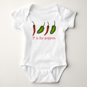 Body Para Bebé P es para Peppers Chili Jalapeño Veggie Letter P