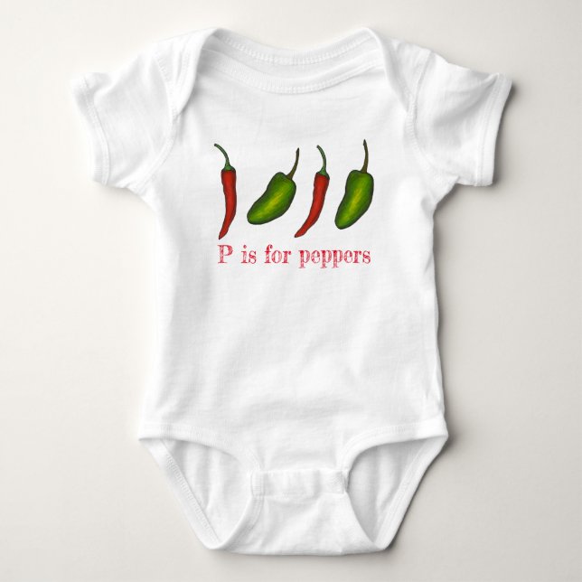 Body Para Bebé P es para Peppers Chili Jalapeño Veggie Letter P (Anverso)