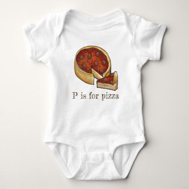 Body Para Bebé P es para Pizza Alphabet Pepperoni Proep Dish Pie (Anverso)