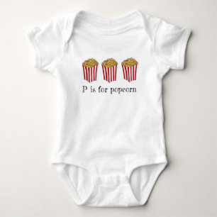 Body Para Bebé P es para Popcorn Caramel Carn Carnaval Comida ABC