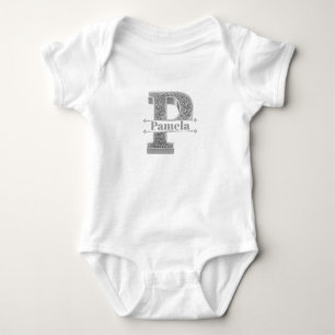 Body Para Bebé P P Monograma de plata inicial personalizado Su no