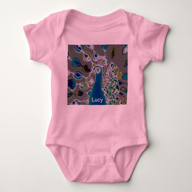 Body Para Bebé © P Wherrell Baby girl's dress Creeper peacock (Anverso)