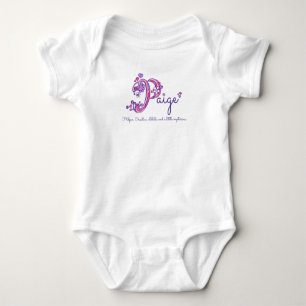 Body Para Bebé Paige P nombre en monograma significa corazón niña