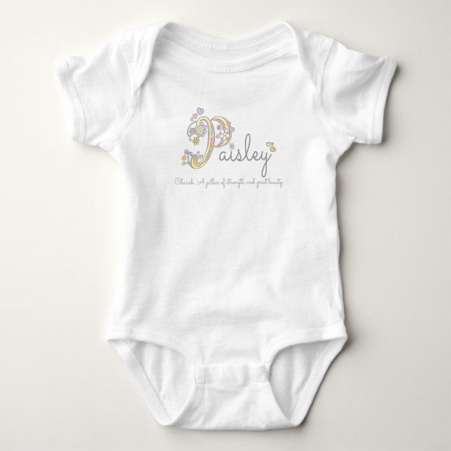 Body Para Bebé Paisley chicas P nombre que significa ropa de bebé (Anverso)