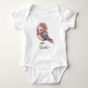 Body Para Bebé Pajarito Bonito con Flores