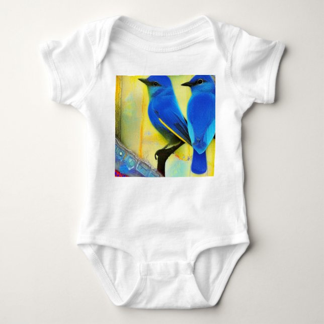 Body Para Bebé Pájaro azul de la felicidad Baby Bodysuit (Anverso)