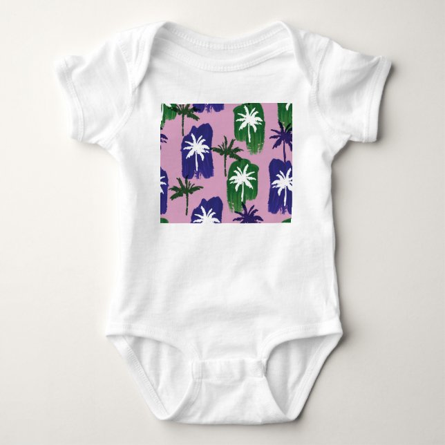 Body Para Bebé Palm pintada, verde azul marino. (Anverso)