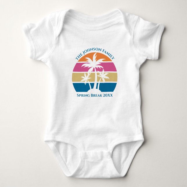 Body Para Bebé Palm Tree Beach Trip Sunset Cute Personalizado (Anverso)