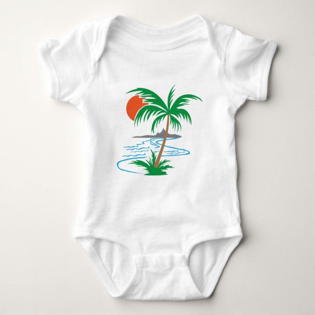 Body Para Bebé Palm Tree by the River | Tropical Sunset Art (Anverso)