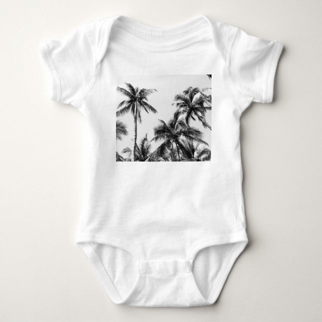 Body Para Bebé Palm Tree Leaf Black White (Anverso)