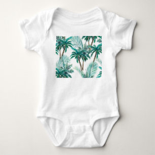 Body Para Bebé Palm tropical: Patrón de jungla acuarela.