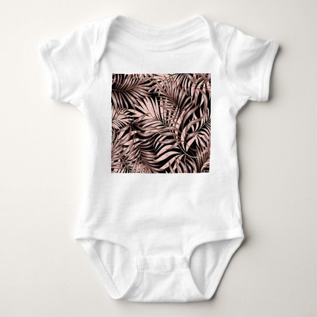 Body Para Bebé Palm Tropical: Patrón floral de la jungla. (Anverso)