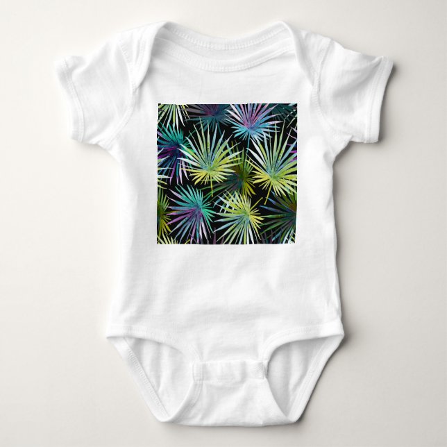 Body Para Bebé Palmilla exótica deja acuarela (Anverso)