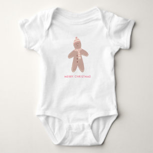 Body Para Bebé Pan de jengibre rosado lindo primera Navidad