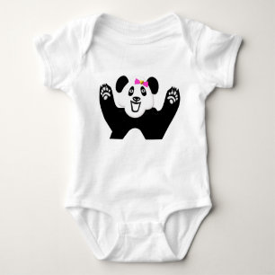 Body Para Bebé Panda adorable con arco rosado