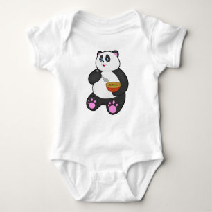 Body Para Bebé Panda al comer con Spoon & Bowl