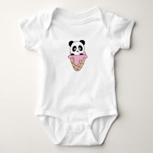 Body Para Bebé Panda Bear Crema De Hielo Rosa Waffle Cute Animale