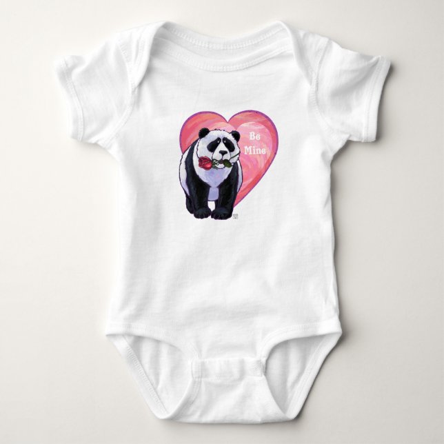 Body Para Bebé Panda Bear El día de San Valentín (Anverso)
