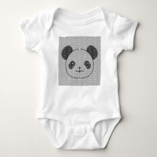 Body Para Bebé Panda Bear Face On Wave Pattern