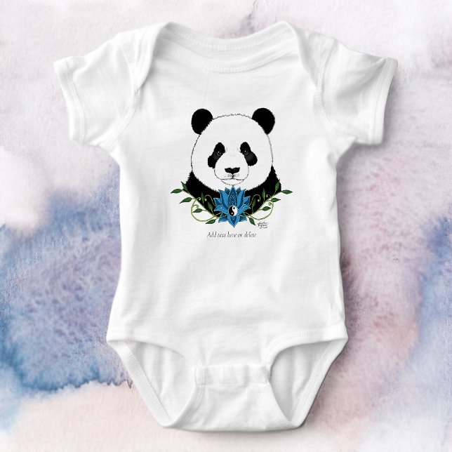 Body Para Bebé Panda Bear Lotus Flower Blue (Subido por el creador)