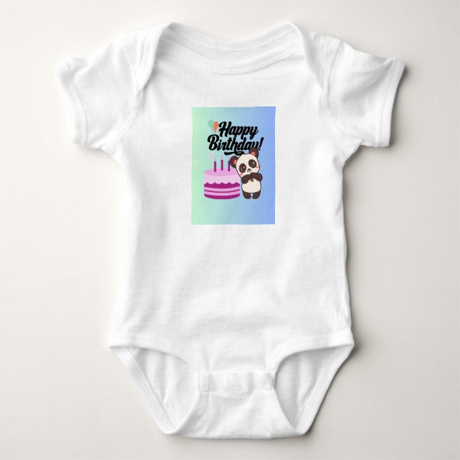 Body Para Bebé Panda Birthday Wiers Cute & Fun Baby T-Shirt (Anverso)