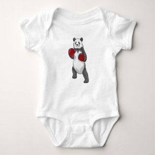 Body Para Bebé Panda como boxeador con guantes de boxeo