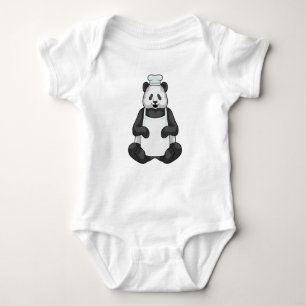 Body Para Bebé Panda como chef y gorra de cocina