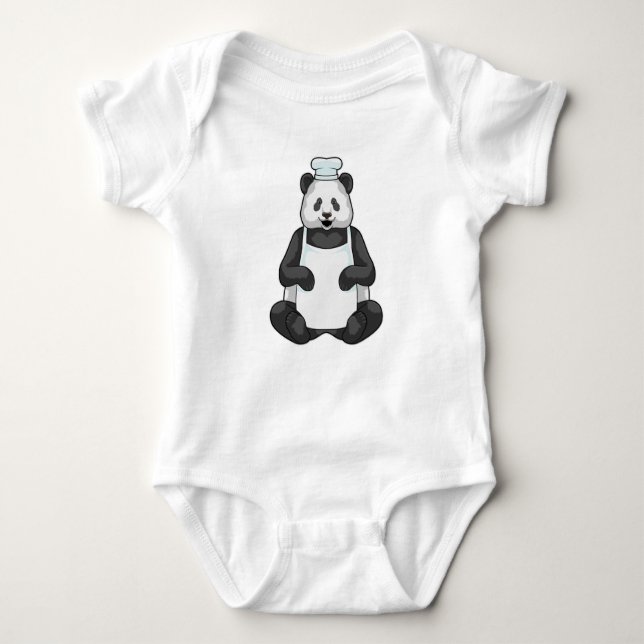 Body Para Bebé Panda como chef y gorra de cocina (Anverso)